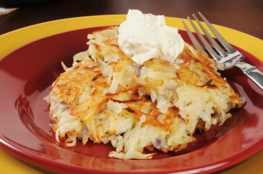 Shredded Potato Fritters with Sour Cream 